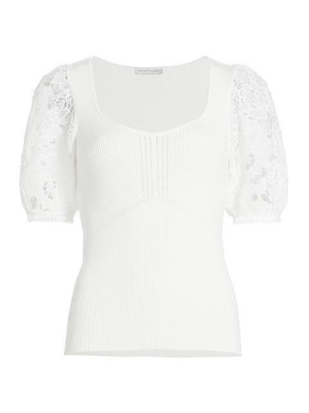Elie Tahari Arabella Lace-Sleeve Knit Blouse